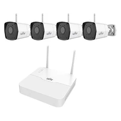 Uniview Фабричен пакет Uniview 2MP с 4 WiFi камери (1 бр. NVR и 4 бр. WiFi тръбни камери с 2, 8 мм фиксиран обектив, микрофон) KIT/NVR301-04LS3-W/4IPC2122LB-AF28WK-G (KIT/NVR301-04LS3-W/4IPC2122LB-AF28WK-G)