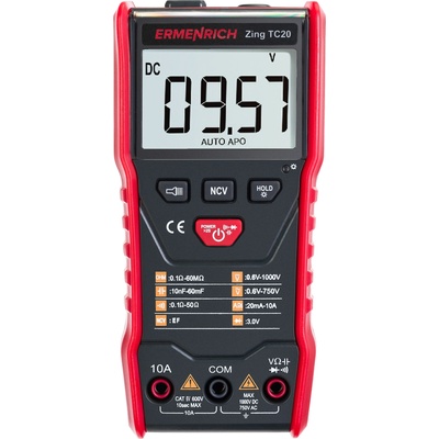 Levenhuk Цифров мултиметър Ermenrich Zing TC20 Функции: волтметър, амперметър, омметър, измервател на капаците (82546)