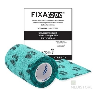 ALFA VITA, s.r.o. FIXAtape STRETCH Samofixačné elastické ovínadlo farba zelená s labkami, 7,5 cm x 450 cm 1 ks
