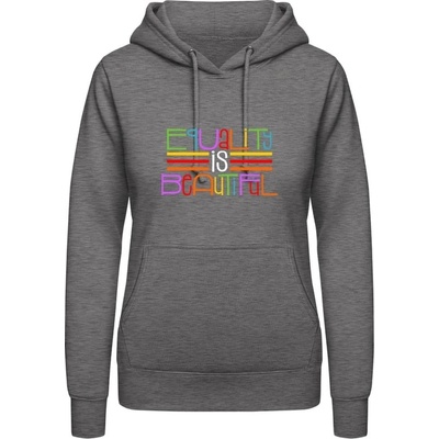 AWDis Hoodie mikina Nápis Rovnosť je krásna uhlíková