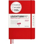 Leuchtturm1917 Weekly Planner 2027 Medium (A5) - English, Cherry, 210 x 145 mm, January-December (12 months), weekly overview with hourly grid 7: 00-22: 00 per column, hardcover, 80 g/m2 paper - 400314 (400314)
