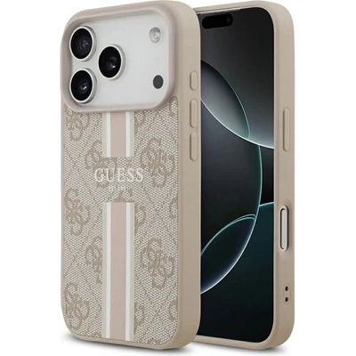 GUESS Калъф Guess 4G Printed Stripes MagSafe за iPhone 17 Pro - розов