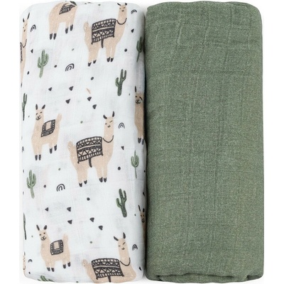 Petite&Mars Přikrývka bambusová mušelínová 2 ks Misty Llama Vibes