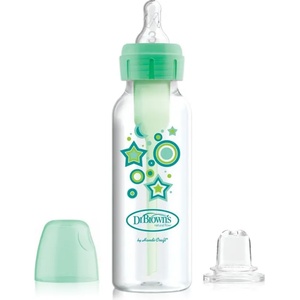 Dr. Brown's Преходно шише Dr. Brown's Options+ Narrow - Зелени звезди, 250 ml (72239317372) - baby