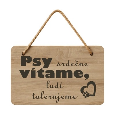 Drevená tabuľka - Vítame psíky