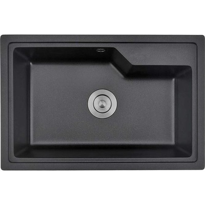 Inter Ceramic Кухненска мивка ICGS 8315 BLACK, Inter Ceramic, гранит, едно корито, със сифон, 45х22х68см (8315 BLACK)