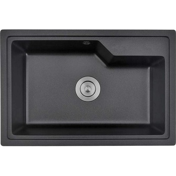 Inter Ceramic Кухненска мивка ICGS 8315 BLACK, Inter Ceramic, гранит, едно корито, със сифон, 45х22х68см (8315 BLACK)