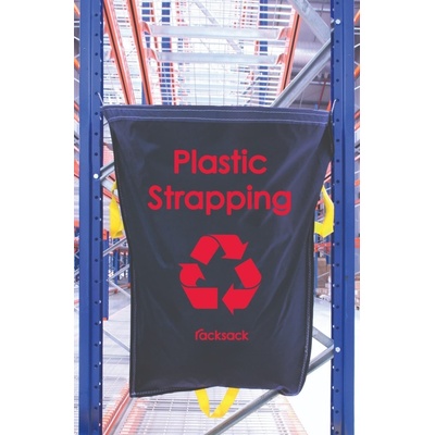 Závěsný pytel na regály pro třídění odpadu, RackSack 160 l, ''plastové pásky'' – modrá, 1000×920 mm