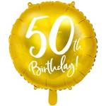 Party Deco Фолиев Балон с Надпис "50th Birthday", Златен (FB24M-50-019)