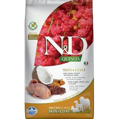 N&D Quinoa Dog Adult All Breeds Grain Free Skin & Coat Quail Coconut & Turmeric 2,5 kg