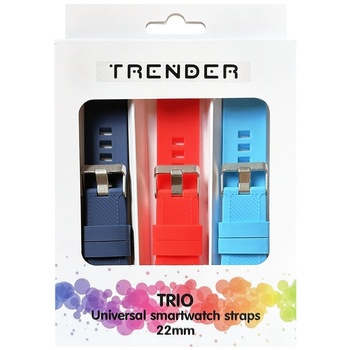 Trender Каишки Trender - Trio Groove Silicone, 22 mm, 3 броя, сини/червена (TR-TRIO18)