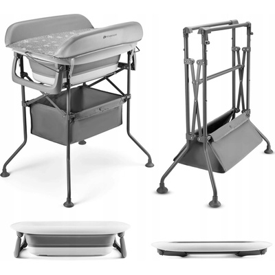 Kinderkraft Vanička s prebaľovacím pultom 5v1 skladacia a kompaktná BUBBLY šedá