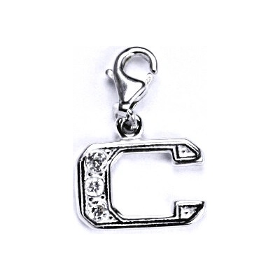 Čištín Stříbrný přívěšek na karabinku se zirkony písmenko C, P 1106
