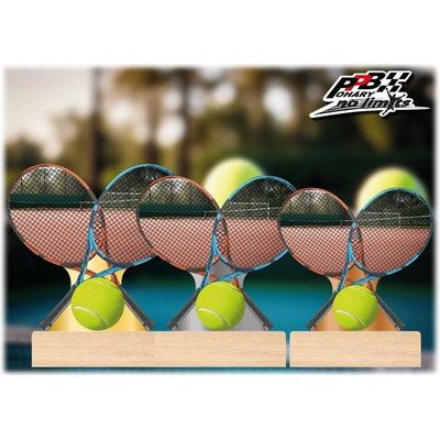 Akrylátová plaketa na dřevěném podstavci Tenis Zlatá Výška: 15 cm