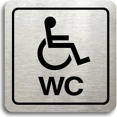Accept Piktogram „WC invalidi“ (80 × 80 mm) (strieborná tabuľka – čierna tlač)