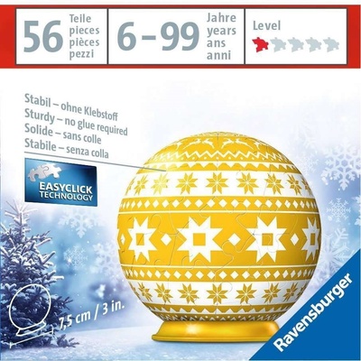 Ravensburger 3D Puzzleball Vánoční ozdoba žlutá 54 ks