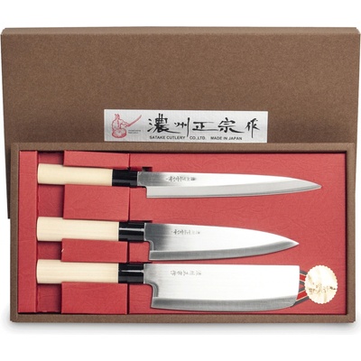 Satake Japonské nože Sashimi Santoku Nakiri 3 ks