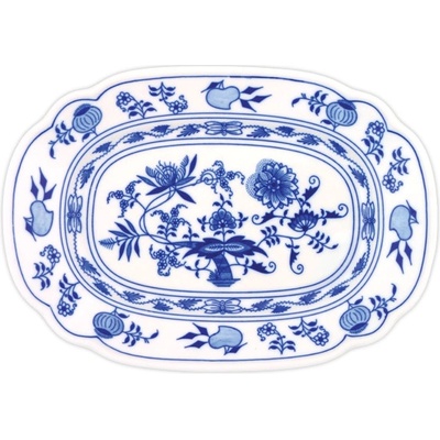 Český porcelán Dubí Mísa plochá hranatá cibulák 24 cm