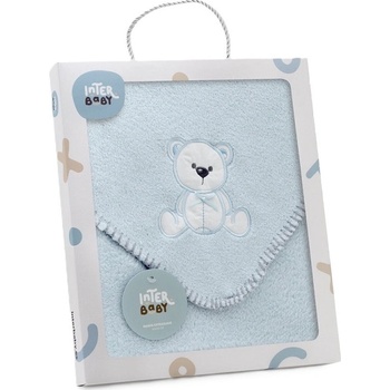 Interbaby Бебешко одеяло Interbaby - Мече, синьо, 80 х 110 cm (00989-01)