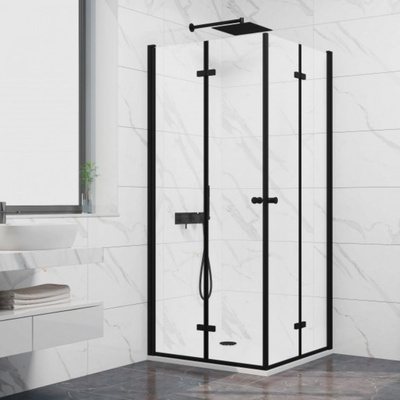 Inter Ceramic Стъклен параван за баня 114ВМ, сгъваем, черен мат 100x200 см