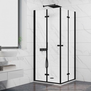 Inter Ceramic Стъклен параван за баня 114ВМ, сгъваем, черен мат 100x200 см