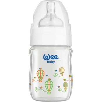 Wee Baby Бебешко шише от топлоустойчиво стъкло Wee Baby Classic Plus, 120 ml, бяло (139)