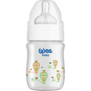 Wee Baby Бебешко шише от топлоустойчиво стъкло Wee Baby Classic Plus, 120 ml, бяло (139) - ozone