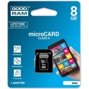 GOODRAM microSDHC 8GB class 4 + adapter M40A-0080R11