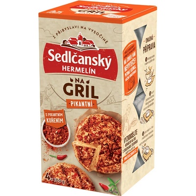 Sedlčanský Hermelín na gril pikantný s pikantným korením 4×100 g
