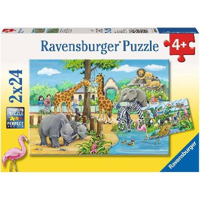 Ravensburger Пъзел Ravensburger от 2 x 24 части - Добре дошли в зоопарка (7806)