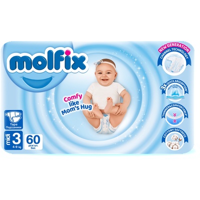 Molfix Бебешки пелени Molfix 3 - 60 броя