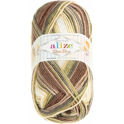 BELLATEX Baby Best Batik 100 g - 1893 biela, hnedá, zelená