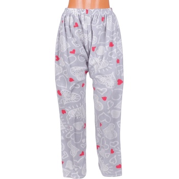 Image 1 of Макси поларен панталон-пижама в сиво със сърца