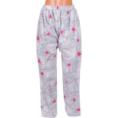 Макси поларен панталон-пижама в сиво със сърца