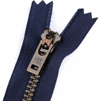 Kovový zip YKK No 5 délka 18 cm staromosazný (jeansový) - 231 modrá mosaz