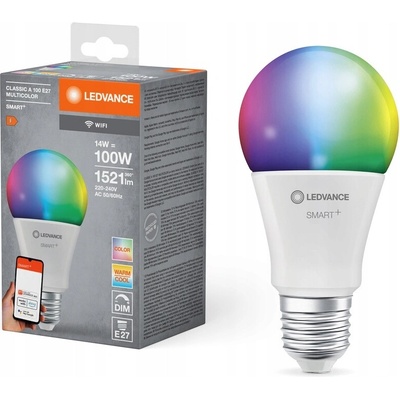 LEDVANCE SMART+WIFI LED žiarovka, 14 W, 1521 lm, RGB, teplá studená biela, E27