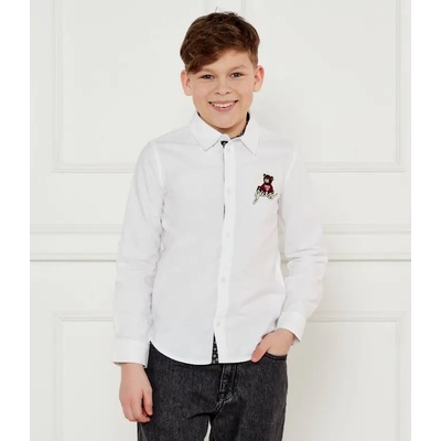 GUESS Риза в бял цвят с дълъг ръкав за момче с бродирано мече Guess