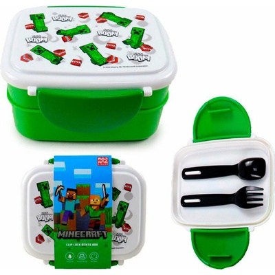 Minecraft Olovrantový box s príborom Bento Box Creeper 2 poschodia príbory