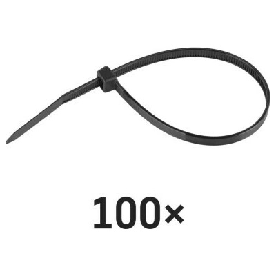 Emos A2849 Sťahovacie pásky čierne 200×4.8mm 100ks A2849 - Pásky sťahovacie - O53mm, 22kg, nylon PA66