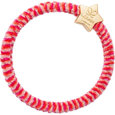 Gumička na vlasy By Eloise London Velvet Gold Star barva Pink Fizz