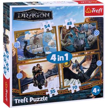 Trefl Детски пъзел Trefl 4 в 1 - Драконови дни (34678)