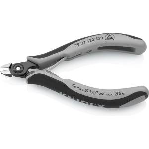 KNIPEX Клещи диагонални резачки, черно-сива ръкохватка 120мм, ESD, с отваряща пружина, Knipex (K7902120ESD)