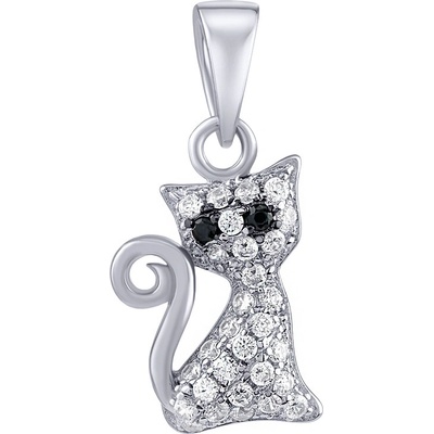 SILVEGO Stříbrný přívěsek kočka Bessie s čirými Brilliance Zirconia MW01038P
