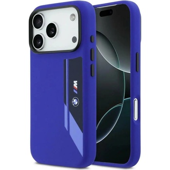 BMW Силиконов калъф BMW M Vertical Logo MagSafe за iPhone 17 Pro - тъмносин
