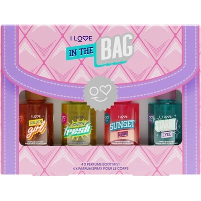 I Love In The Bag Golden Girl tělový sprej 100 ml + Super Fresh tělový sprej 100 ml + Sunset Club tělový sprej 100 ml + Starry Eyed tělový sprej 100 ml