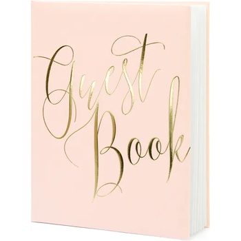 PartyDeco Книга за пожелания - розова със златен надпис