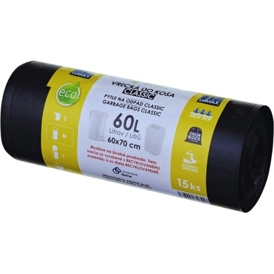 Lumax zaťahovacie čierne LDPE 60 l 8 ks 30 μm