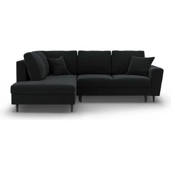 Cosmopolitan Design Черен кадифен разтегателен ъглов диван с място за съхранение (ляв ъгъл/L форма) Kyoto - Cosmopolitan Design (COS_LCF_L_2_F1_KYOTO10)