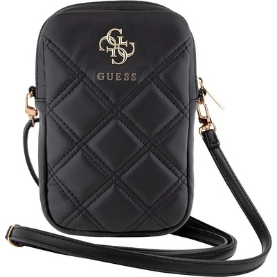 Guess PU Quilted 4G Metal Logo Wallet Phone Bag Zipper černé