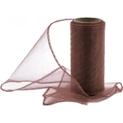 Organza obšitá 12cm - 9,14 m /celá role/, nevšední obal na dárky, na ozdobu aut svatebčanů, dveří i slavnostní tabule Hnědá – Hledejceny.cz